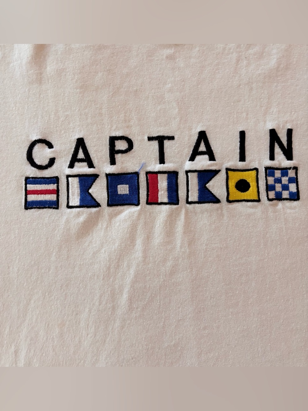 Captain Nautical Graphic Tee in White with Blue/Yellow Accents - Picture 4 of 5